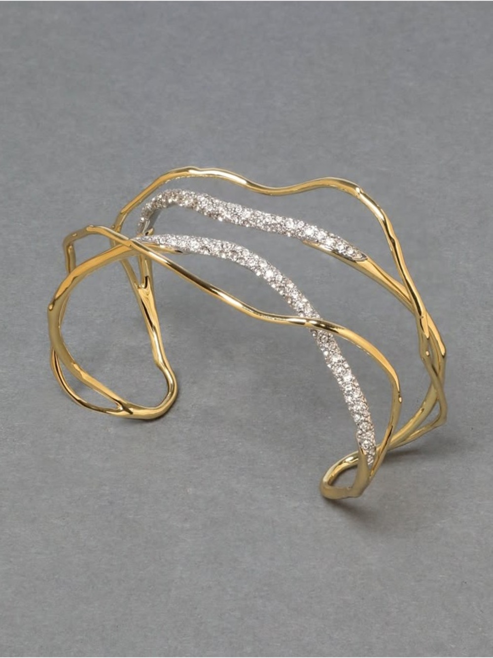 Alexis Bittar Solanales Gold Crystal Intertwined Cuff Bracelet (MSRP $345)